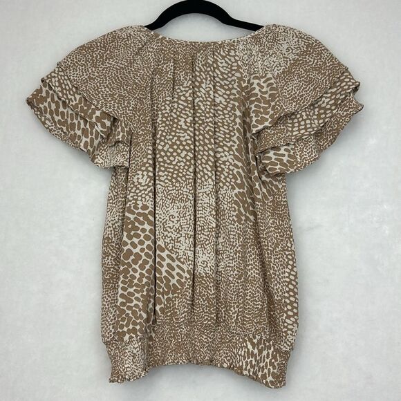 Express V-Neck Tulip Sleeve Blouse Elastic at Waistline Sz Small Snake print - Picture 8 of 9
